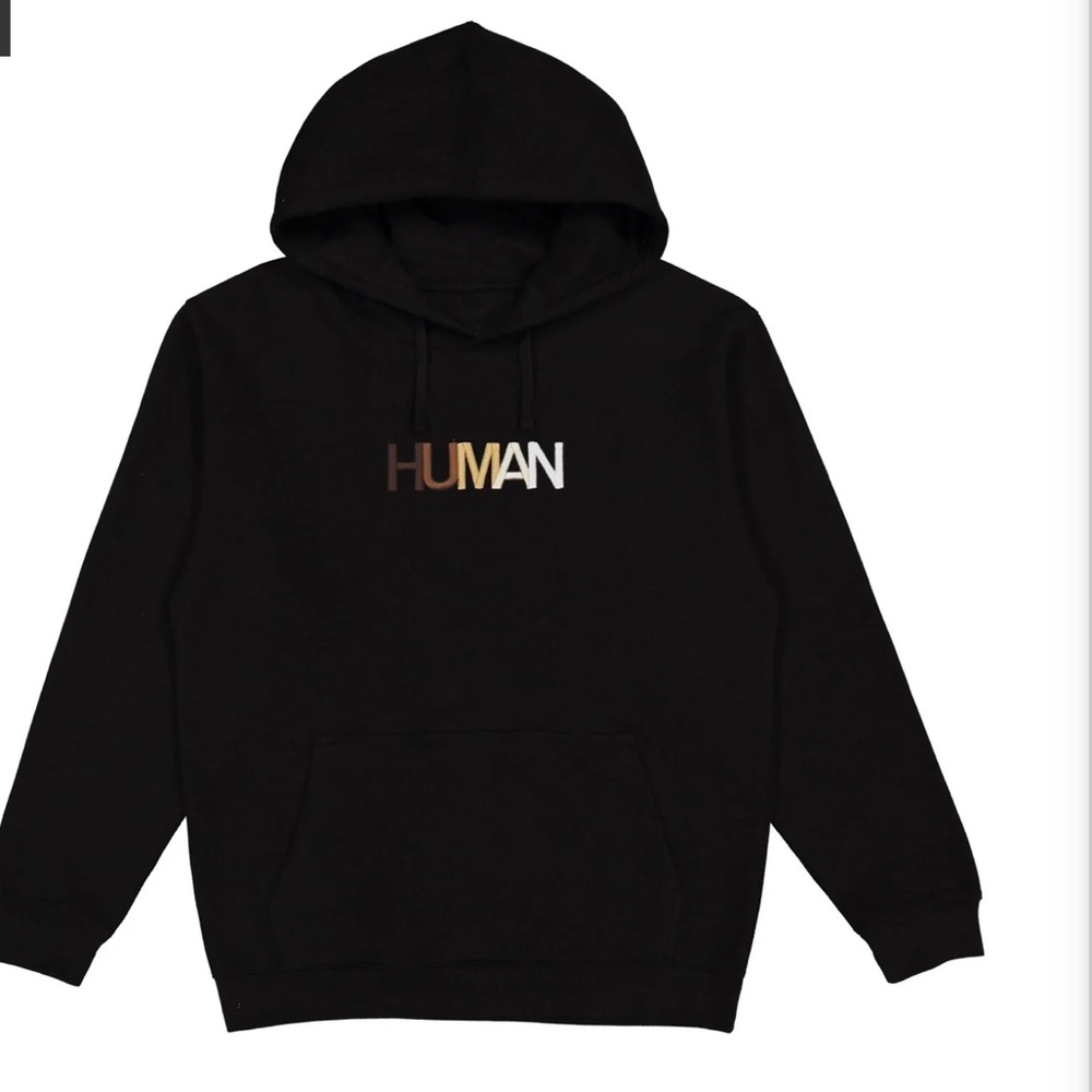 We the Peace "human" black hoodie size L made in USA